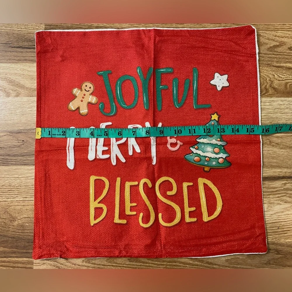 Joyful Merry & Blessed Holiday Pillow Cases NWOT